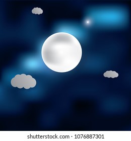 Vector night sky background stars and moon.