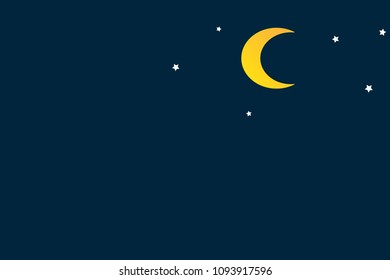 Vector night sky background stars and moon.