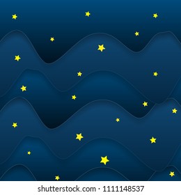 Vector night sky background stars and moon.