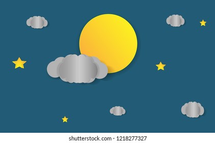 Vector Night Sky Background Stars Moon Stock Vector (Royalty Free ...