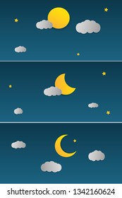 Vector night sky background stars and moon