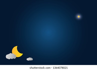Vector night sky background stars and moon