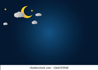 Vector night sky background stars and moon