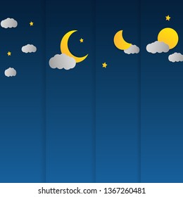 Vector night sky background stars and moon
