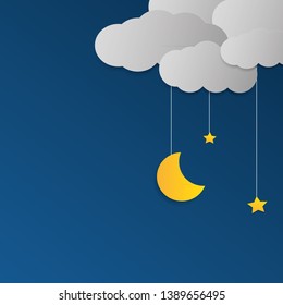 Vector night sky background stars and moon