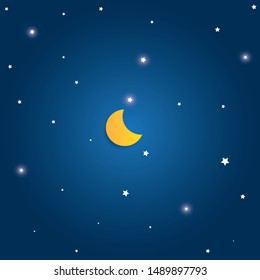 Vector night sky background stars and moon
