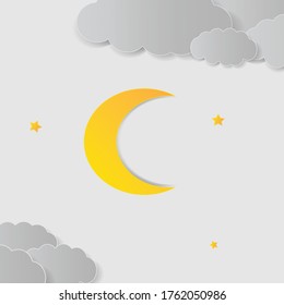 Vector night sky background stars and moon