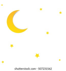 Vector night sky background stars and moon.