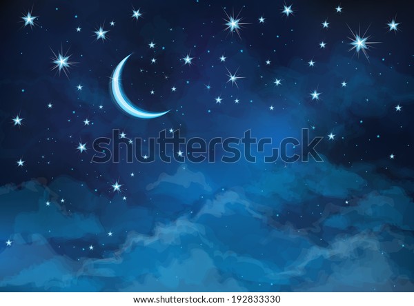 矢量夜空背景星星和月亮 库存矢量图 免版税
