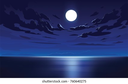 Vector night sky clouds  Moonlight  Background design