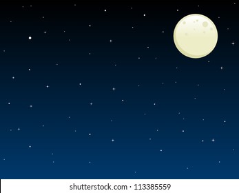 vector night sky with full moon