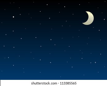 vector night sky with half moon