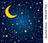 vector night sky, moon and stars