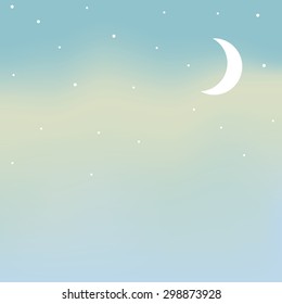 vector night sky, moon and stars
