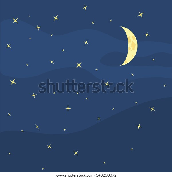 ベクター夜空 月と星 のベクター画像素材 ロイヤリティフリー