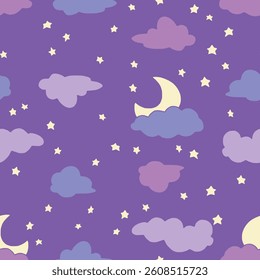 Vector Night Sky Pattern Repeat Seamless for Wallpaper Background Cover Packaging