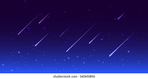 Vector night sky with shooting stars