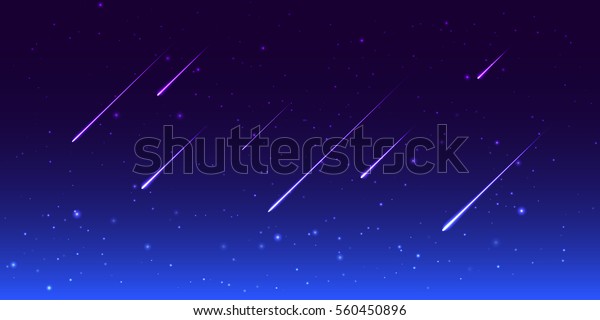 Vector night sky with\
shooting stars