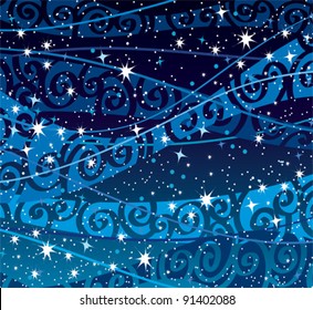 Vector night sky with stars