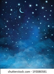 Vector Night Starry Sky.