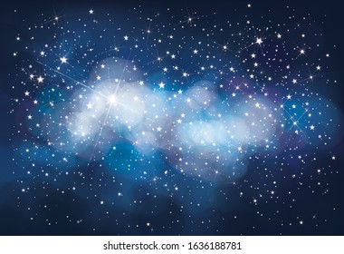Vector night starry sky background.