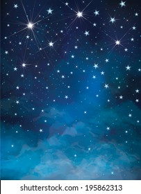 Vector Night Starry Sky Background.