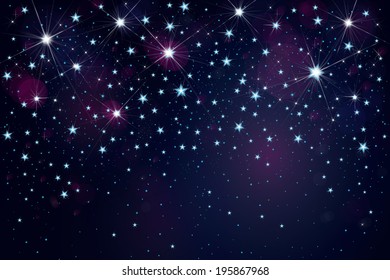 Vector Night Starry Sky Background.