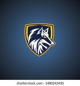 
vector night wolf with a shield