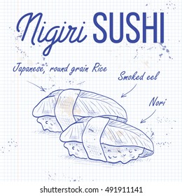 Vector nigiri sushi sketch