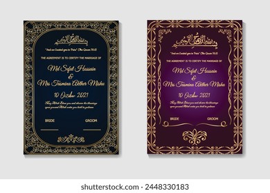 Vector Nikkah Islamic marriage certificate Template design