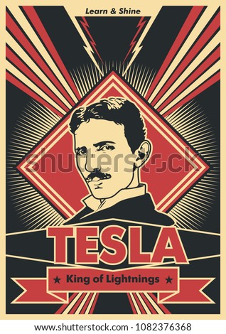 Vector Nikola Tesla Portrait Obey Poster Stylization