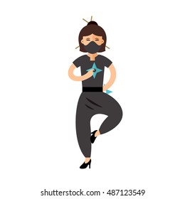 Vector Ninja Girl. Flat style colorful Cartoon illustration.