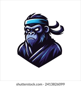 Vector ninja panda mascot logo design with modern illustration concept style for t-shirt printing and badge emblem