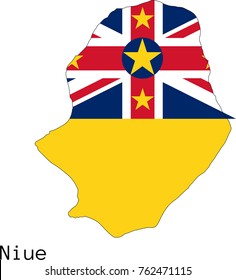 Vector Niue map silhouette, painted in colors of a national flag