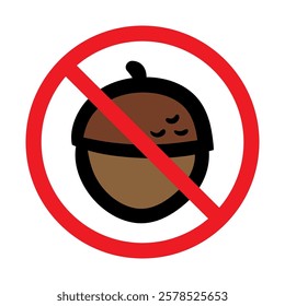 Vector No Acorn Sign on White Background