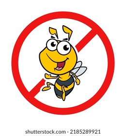 Vector No Bee Sign on White Background