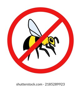 Vector No Bee or Wasp Sign on White Background
