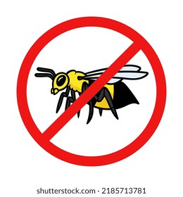 Vector No Bee or Wasp Sign on White Background