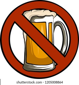 Vector No Beer Sign Isolated illustration with white background