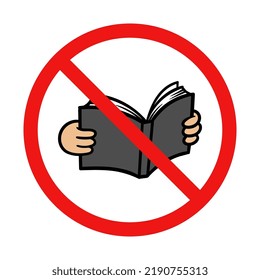 Vector No Books or Reading Sign on White Background