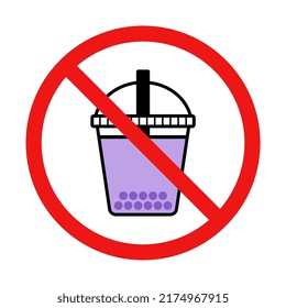 Vector No Bubble Tea Sign on White Background