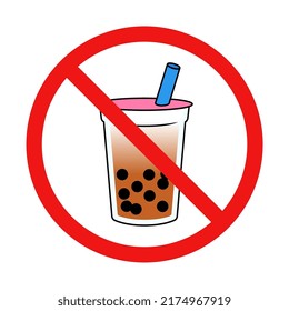 Vector No Bubble Tea Sign on White Background