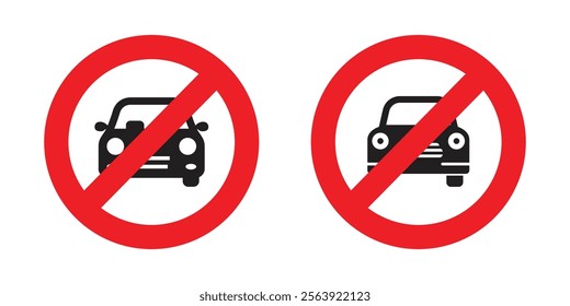 Vector No Car Signs. No Car Icon Symbols. No Parking Icon Symbols