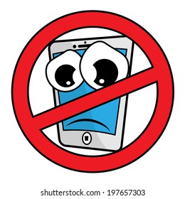 Vector No Cell Phone Cartoon Sign
