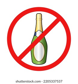 Vector No Champagne Sign on White Background