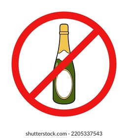 Vector No Champagne Sign on White Background