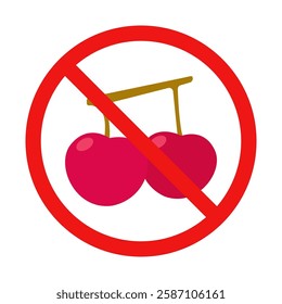 Vector No Cherries Sign on White Background