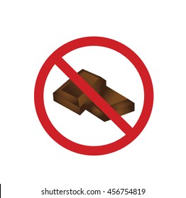 Vector of no chocolate sign isolated on white background
