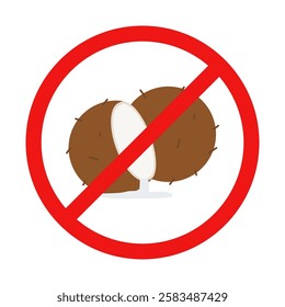 Vector No Coconut Sign on White Background