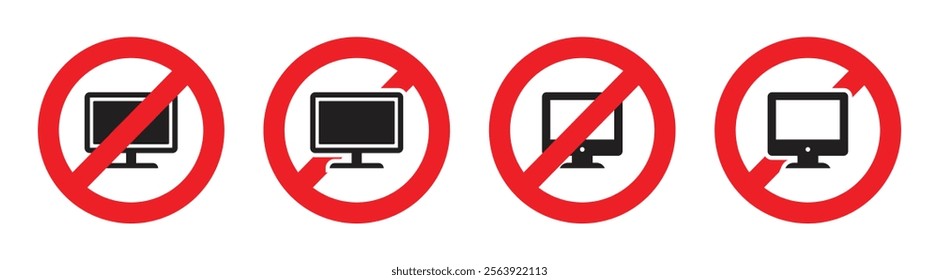 Vector No Computer Signs. No Computer  Icon Symbols. No Computer Icon Set